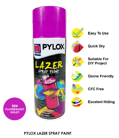 Pylox Lazer Spray Paint Fluorescent Violet Colors Nippon